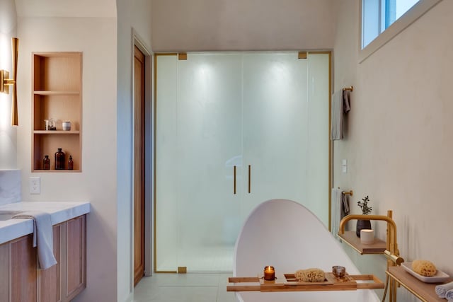 2108 12th Ave S, Nashville, TN 37204 - full bathroom with tile patterned floors and built in features