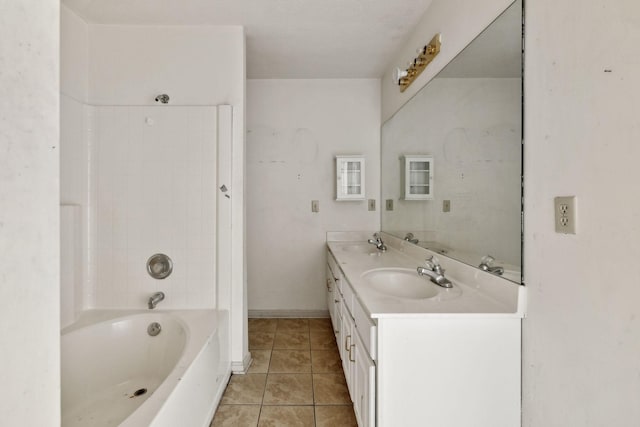 107 Heritage Trace Dr, Madison, TN 37115 - full bathroom featuring a sink, baseboards, double vanity, and tile patterned flooring