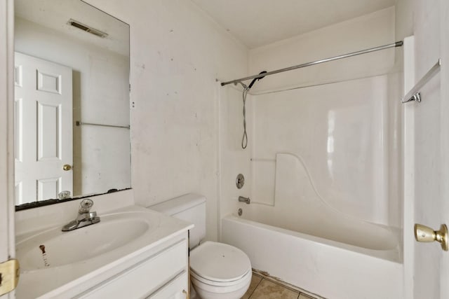107 Heritage Trace Dr, Madison, TN 37115 - bathroom with visible vents, toilet, vanity, shower / bath combination, and tile patterned flooring