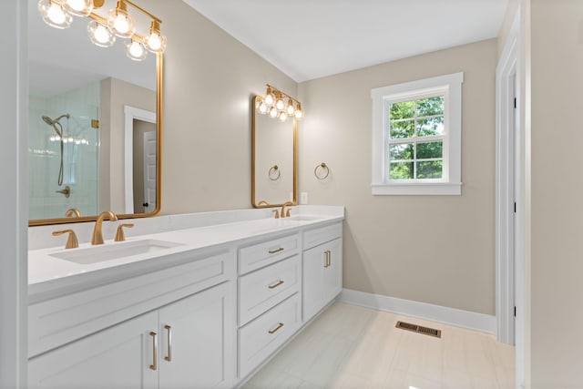 6149 Dewey Carr Rd, Bethpage, TN 37022 - full bathroom with double vanity and a shower with door
