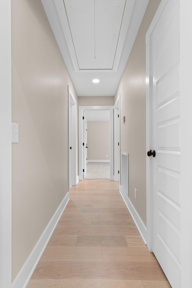 6149 Dewey Carr Rd, Bethpage, TN 37022 - hall with attic access, light wood-style flooring, and recessed lighting