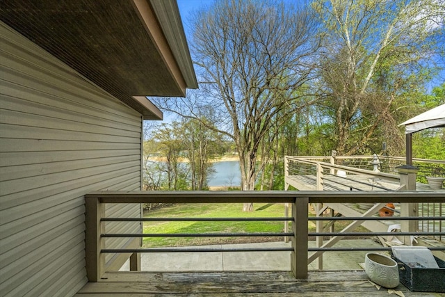 deck with a water view
