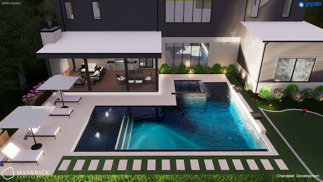 6004 Jocelyn Hollow Rd, Nashville, TN 37205 - outdoor pool with a jacuzzi, outdoor dining space, and a patio