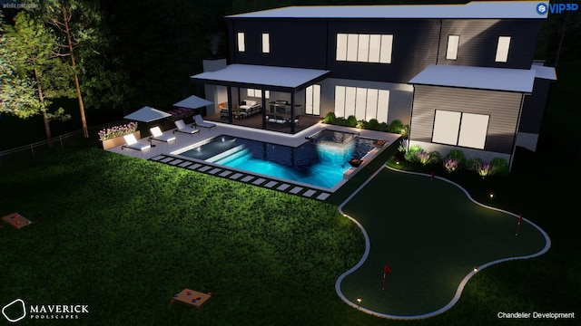 6004 Jocelyn Hollow Rd, Nashville, TN 37205 - rear view of property featuring a patio area, fence, and a fenced in pool