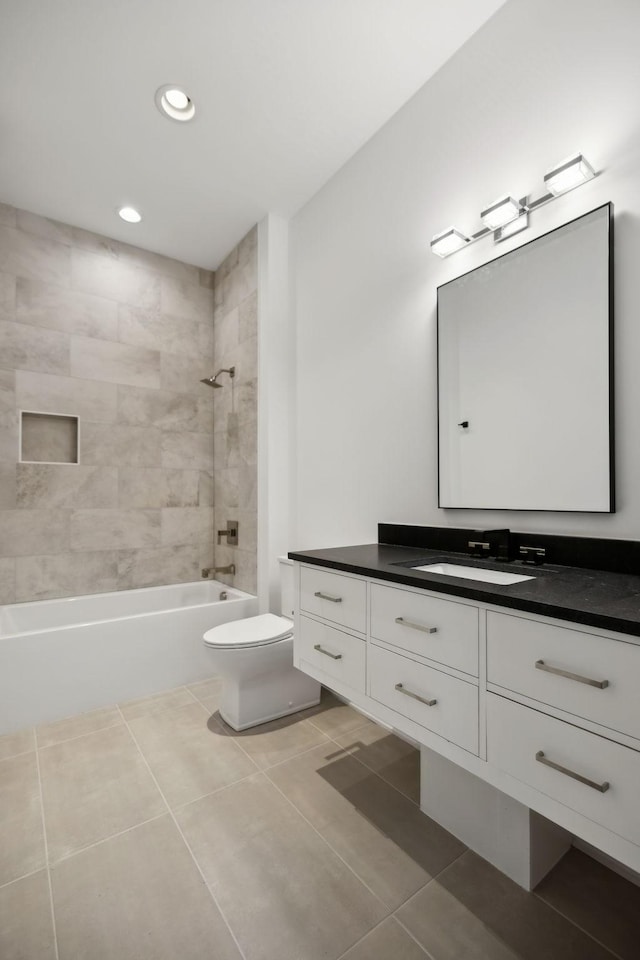 6004 Jocelyn Hollow Rd, Nashville, TN 37205 - full bathroom with bathing tub / shower combination, tile patterned floors, vanity, and toilet