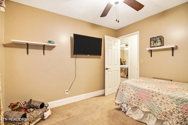 3115 Coon Hunter Lodge Rd, Jamestown, TN 38556 - bedroom featuring light colored carpet, baseboards, and a ceiling fan