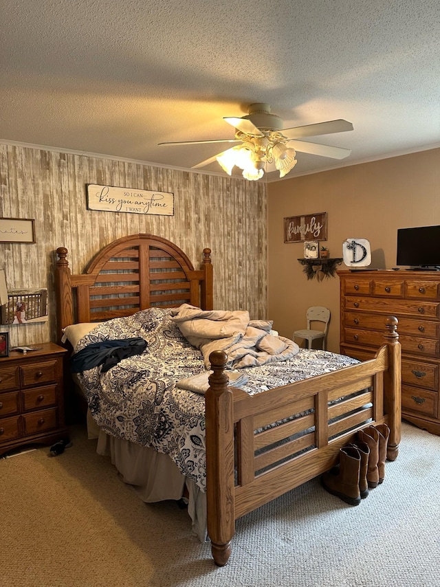 2901 Hurricane Creek Rd, Lawrenceburg, TN 38464 - carpeted bedroom with a textured ceiling and ceiling fan