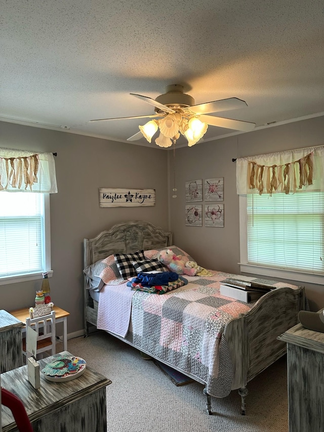 2901 Hurricane Creek Rd, Lawrenceburg, TN 38464 - carpeted bedroom with a textured ceiling and ceiling fan