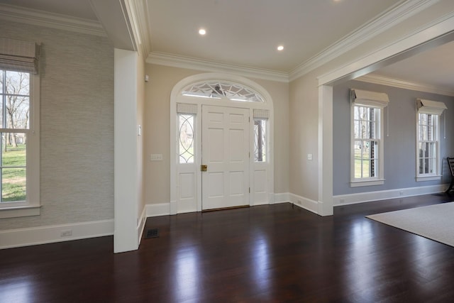 6021 Jocelyn Hollow Rd, Nashville, TN 37205 - foyer featuring wood finished floors, ornamental molding, and a healthy amount of sunlight