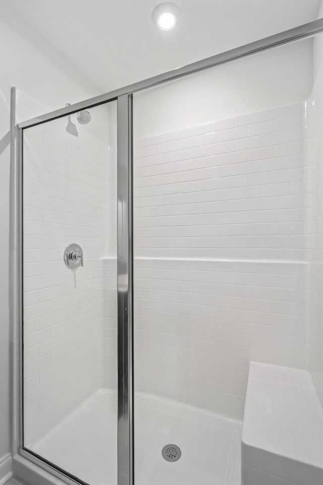 bathroom featuring a shower stall