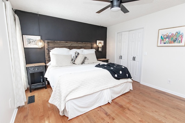 1411 Newmans Trl, Hendersonville, TN 37075 - bedroom with wood finished floors, baseboards, a closet, and ceiling fan