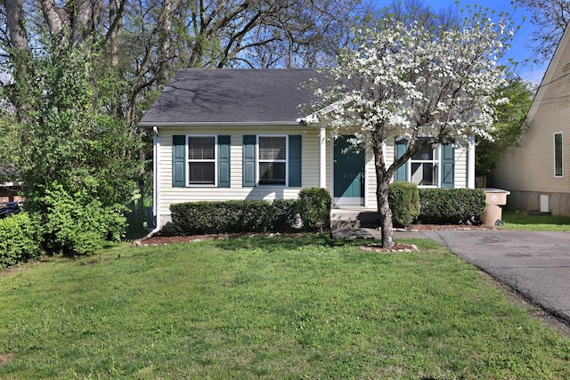 view of front of home with a front yard