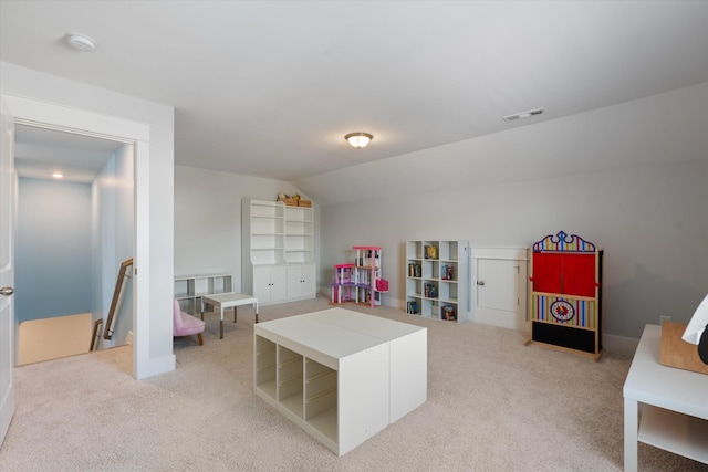 900 Easton Dr, Mount Juliet, TN 37122 - rec room with light colored carpet, lofted ceiling, and visible vents