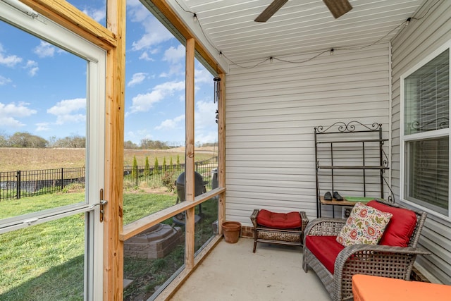 359 Mattieton Ln, Gallatin, TN 37066 - sunroom / solarium featuring a rural view and ceiling fan
