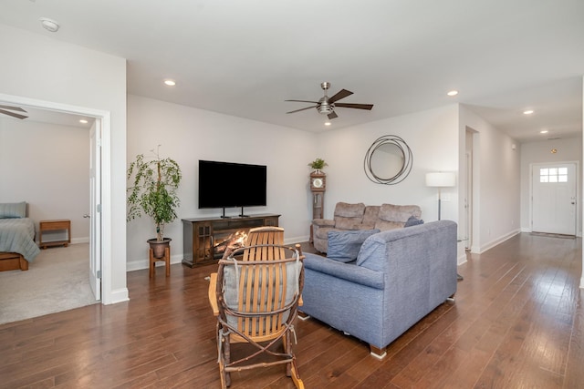 359 Mattieton Ln, Gallatin, TN 37066 - living area with recessed lighting, dark wood-style floors, and ceiling fan