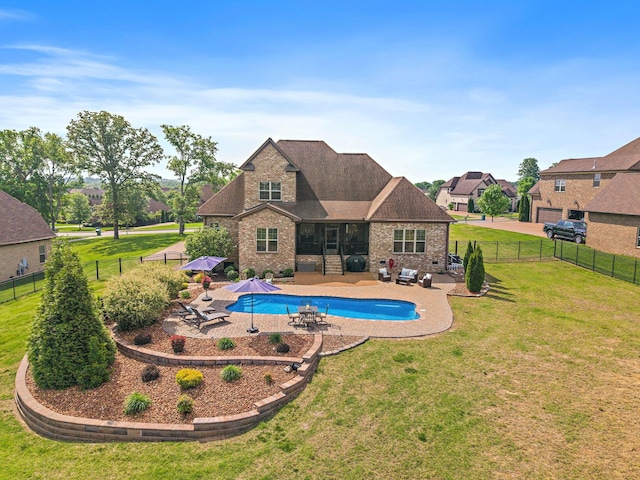 715 Farmington Dr, Lebanon, TN 37087 - view of pool with a lawn, a patio, a fenced in pool, and a fenced backyard