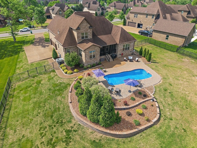 715 Farmington Dr, Lebanon, TN 37087 - view of pool with central AC unit, a patio area, a fenced backyard, and a yard
