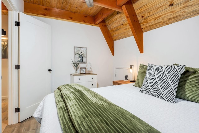 825 Hunters Landing Ln, Smithville, TN 37166 - bedroom featuring light wood-style floors, wooden ceiling, and beam ceiling