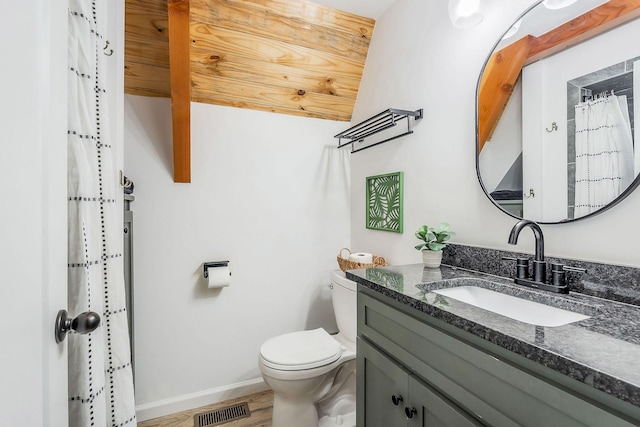 825 Hunters Landing Ln, Smithville, TN 37166 - full bathroom featuring vanity, baseboards, toilet, visible vents, and wood finished floors