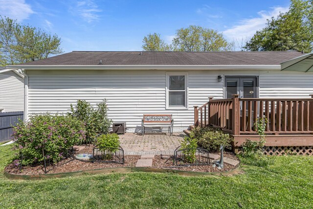 1304 Mallard Dr, Franklin, TN 37064 - back of house with a yard, french doors, a deck, and a patio area