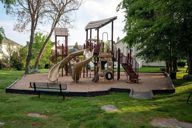 community playground with a lawn