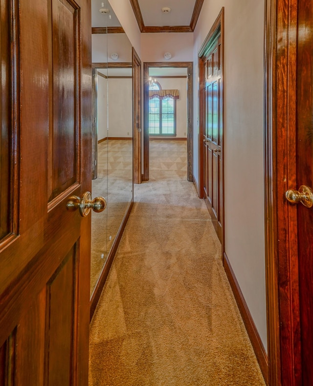 107 Geers Ct, Lebanon, TN 37087 - hallway with baseboards, light colored carpet, and ornamental molding