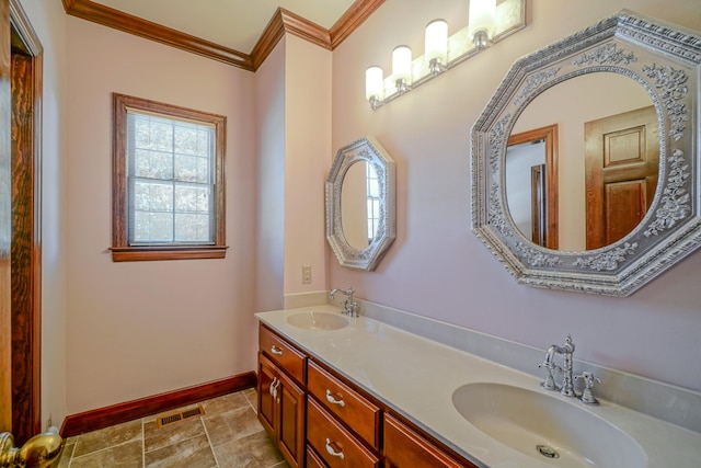 107 Geers Ct, Lebanon, TN 37087 - full bath with a sink, visible vents, baseboards, and crown molding