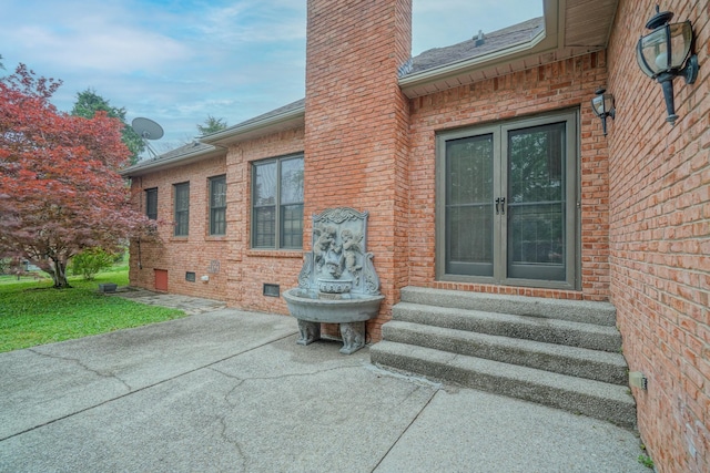 107 Geers Ct, Lebanon, TN 37087 - exterior space featuring a shingled roof, entry steps, crawl space, a chimney, and brick siding