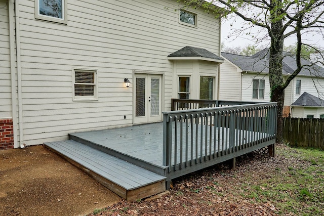 wooden deck with french doors and fence