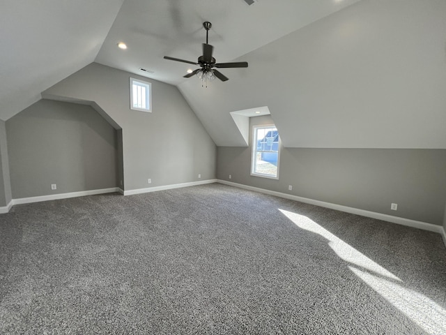 19 Faith Ln, Lebanon, TN 37087 - bonus room featuring lofted ceiling, baseboards, plenty of natural light, carpet, and a ceiling fan