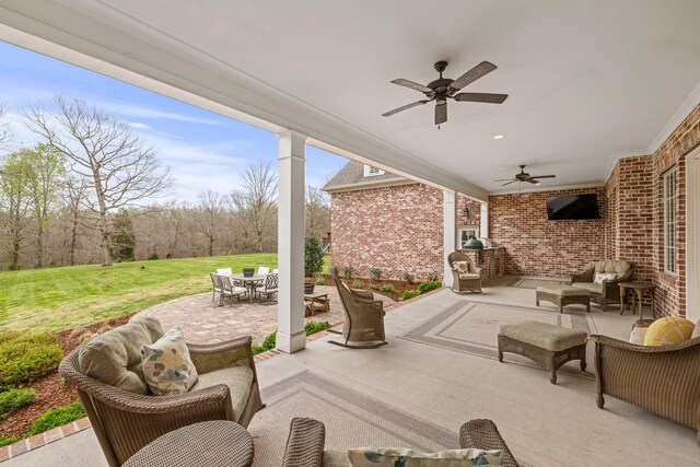 620 Williamson County Line Rd, Fairview, TN 37062 - view of patio featuring outdoor dining space, an outdoor hangout area, and a ceiling fan