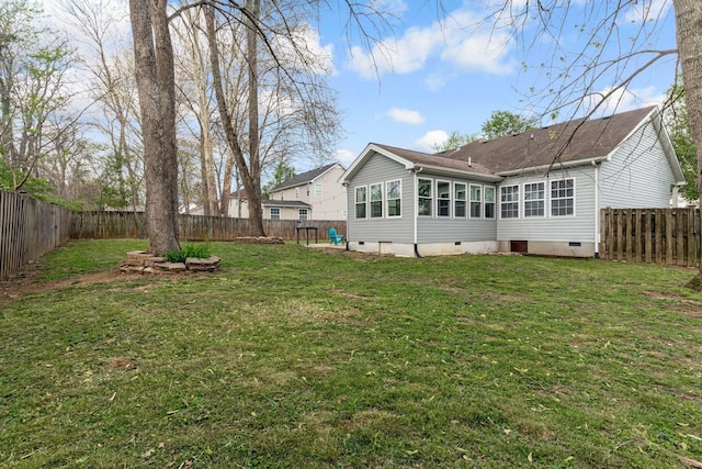 1007 Whitley Pl, Hendersonville, TN 37075 - back of house featuring crawl space, a yard, and a fenced backyard