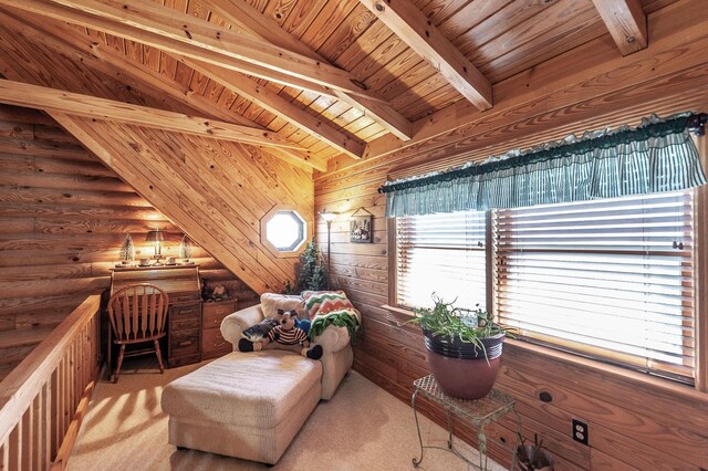 170 N Leath Rd, Portland, TN 37148 - sitting room with wooden ceiling, carpet floors, and beamed ceiling
