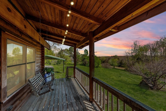 170 N Leath Rd, Portland, TN 37148 - deck at dusk with a yard