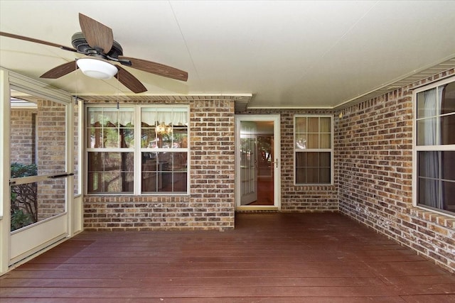 deck featuring ceiling fan