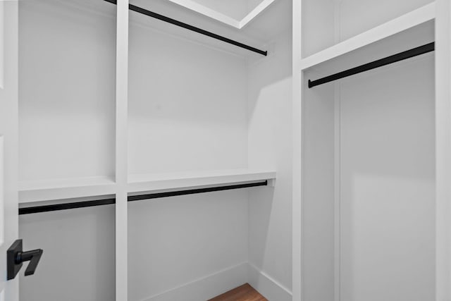 walk in closet featuring wood finished floors