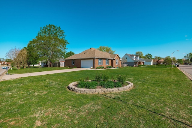 2403 English Hill Dr, Murfreesboro, TN 37130 - ranch-style house featuring brick siding, an attached garage, a front lawn, and concrete driveway
