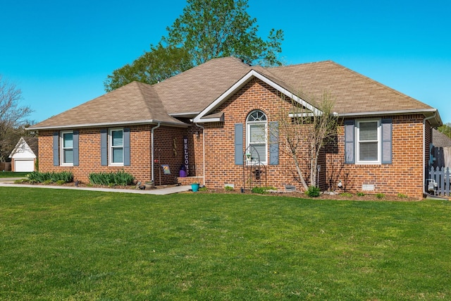 2403 English Hill Dr, Murfreesboro, TN 37130 - view of front of property with a shingled roof, a front lawn, and brick siding