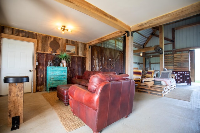 0 Burnt Hill Rd, Unionville, TN 37180 - living area with beamed ceiling and wooden walls