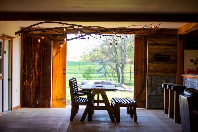 0 Burnt Hill Rd, Unionville, TN 37180 - dining area featuring beam ceiling