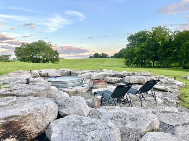 0 Burnt Hill Rd, Unionville, TN 37180 - patio terrace at dusk with a lawn