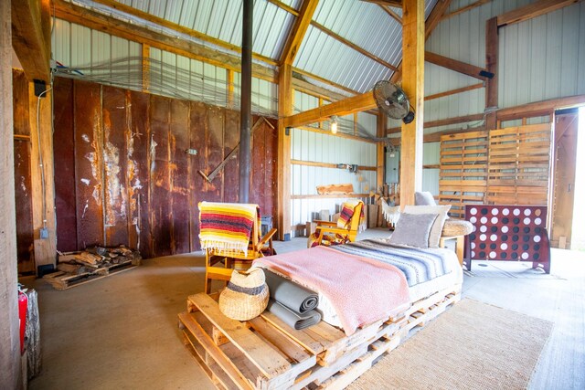 0 Burnt Hill Rd, Unionville, TN 37180 - bedroom featuring wooden walls, electric panel, and high vaulted ceiling