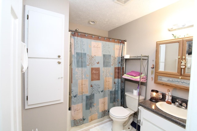 320 Benson Rd, Reagan, TN 38368 - full bath with toilet, a textured ceiling, vanity, and shower / bath combination with curtain