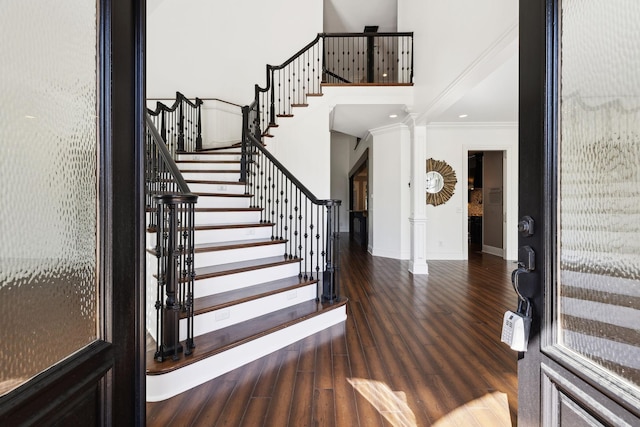 61 Harbor Cove Dr, Old Hickory, TN 37138 - foyer entrance with crown molding, wood finished floors, baseboards, and stairs