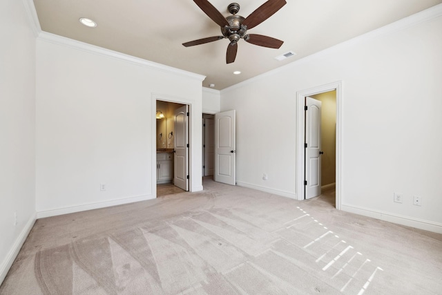 61 Harbor Cove Dr, Old Hickory, TN 37138 - unfurnished bedroom with crown molding, visible vents, baseboards, and light carpet