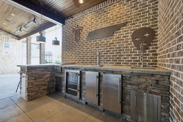 61 Harbor Cove Dr, Old Hickory, TN 37138 - view of patio / terrace featuring an outdoor kitchen, a sink, and beverage cooler