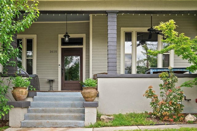 property entrance with a porch