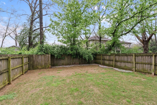 view of yard featuring a fenced backyard