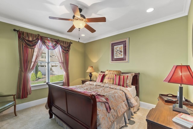 763 Plantation Way, Gallatin, TN 37066 - bedroom featuring crown molding, light colored carpet, baseboards, and recessed lighting