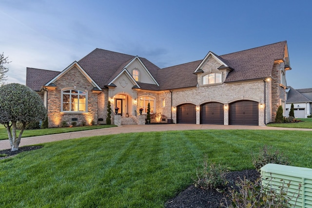 763 Plantation Way, Gallatin, TN 37066 - french country inspired facade featuring a front yard, driveway, stone siding, and an attached garage